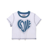 Heart cutting crop T-shirt (Blue