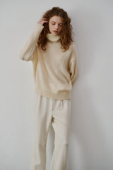 Kid mohair turtle neck knit (Grey)