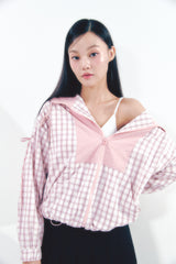 Check Ribbon Wind Breaker Pink