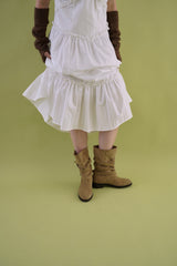 Suede buckle boots_beige