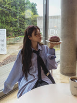 [U-BASIC] ヒッププリーツサマーオーバーシャツ
