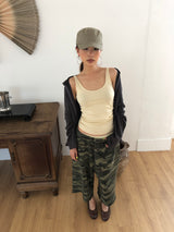 CAMO BAGGY CROPPED SWEAT PANTS
