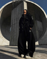 ZIP-UP BLACK HOODIE