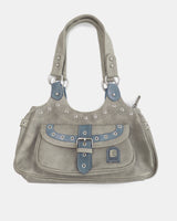 Chaper buckle belt leather shoulder bag