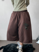 Millicrome Embroidered Patch Side Pintuck Bermuda Shorts 4color