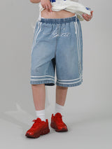 BASKETBALL DENIM HALF PANTS (LIGHT BLUE)