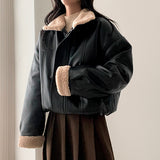 Mohi High-Neck Wool Leather Jacket