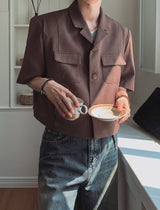 Summer rubbing linen crop jacket