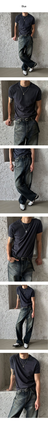 [S/S] Deepblue green wide denim pants