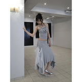 【MADE】chiffon flutter skirt, gray