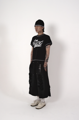 damage bermuda pants_black