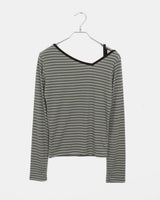 Two-Fit Stripe Unbalanced Strap Long-Sleeved T-Shirt
