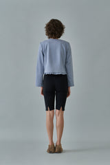 Frill crop jacket_skyblue