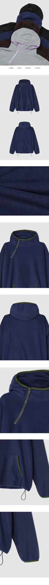  Faure diagonal zipper color scheme line overfit fleece hood