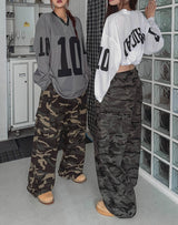 Sporty Numbering Mash V-Neck Long Sleeve