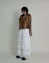 Tier Bambi Fake Fur Hooded Vest (Short Quilted)