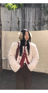 Beads Burton No Collar Round Fur Jacket