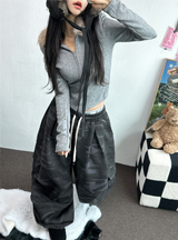 FUR PETIT SLIM HALF CROPPED ZIP-UP 🖤🩶🤍3COLOR
