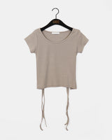 Desa バックスリットリボンVネック半袖Tシャツ