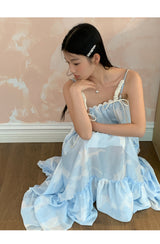 Sky Cloud Cancan Sleeveless Long One Piece