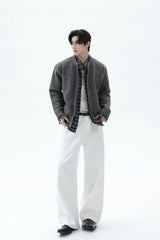 Layered Look Plaid Knit Cardigan