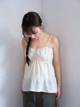 Boho Shirring Sleeveless (Ivory)