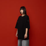 HIERARCHY STUDIOS Spellbound - ブラックグランジワイドオーバーサイズTシャツ