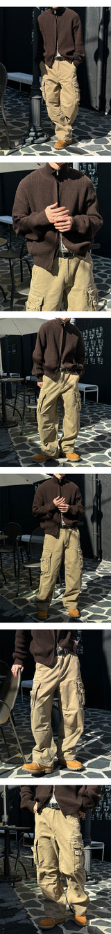 [Unisex] ヒドゥンクロップニットジップアップ(3color)