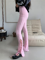 RIBBON BOOTCUT LEGGINGS (4COLOR)
