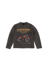 モーターサイクルヴィンテージクロップ長袖Tシャツ