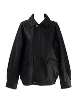 loose fit basic leather jacket