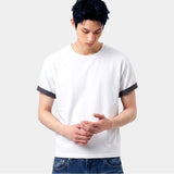 Rolled-Sleeve Cropped Short-Sleeve T-Shirt White