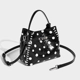 Dotcore Polka Dot Glossy Leather Bucket Tote Bag