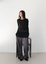 PEARL MESH SHIRRING TOP