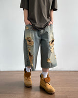 Western Destroyed Bermuda Pants