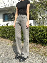 GRAY SEMI WIDE DENIM PANTS code 18113
