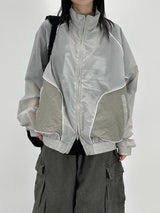 piping mesh blouson jacket