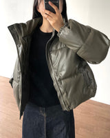 ミュートレザーショートパディングダウンジャンパー 3C