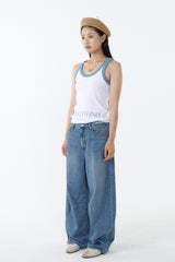 DEEP NECK SLEEVELESS TOP_SKY BLUE-WHITE