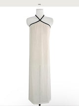 [ beach look ] nude lip line halter long ops