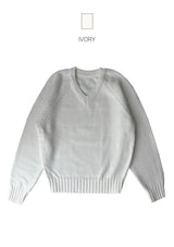 [UNISEX] オーバーフィットVネックヘラベーシックラグランニット (9 colors)