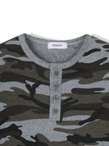 Camo Waffle Henley Neck Muscle Fit T-shirt
