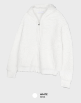Liu Brush Warmer Two-Way Overfit Knit Hooded Zip-Up
