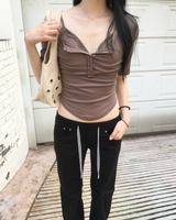 OOTJレース タイ バンディング ブーツカット パンツ