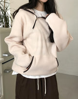 Hamong Diagonal Zipper High-Neck Fleece Hood