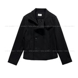 Bitter Unbalanced High Neck Slim Half Coat
