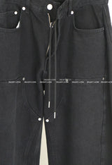 [UNISEX] カーペンターブラックデニムワイドパンツ
