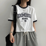 ケールストリングカラーリングクロップド半袖Tシャツ