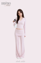 マリー ピンク Vネック トレーニング セットアップ(pants)