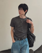 リアン マッスルフィット リブ ショートスリーブ Tシャツ